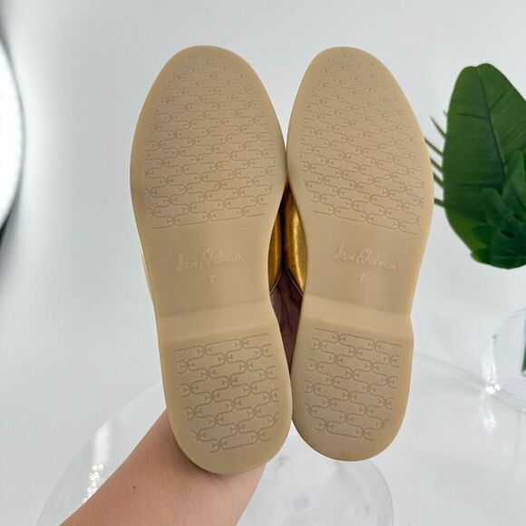 Sam Edelman Womens Kira Bit Mule Size 8 Gold Metallic Leather Slip On Shoe Flat - Picture 12 of 14